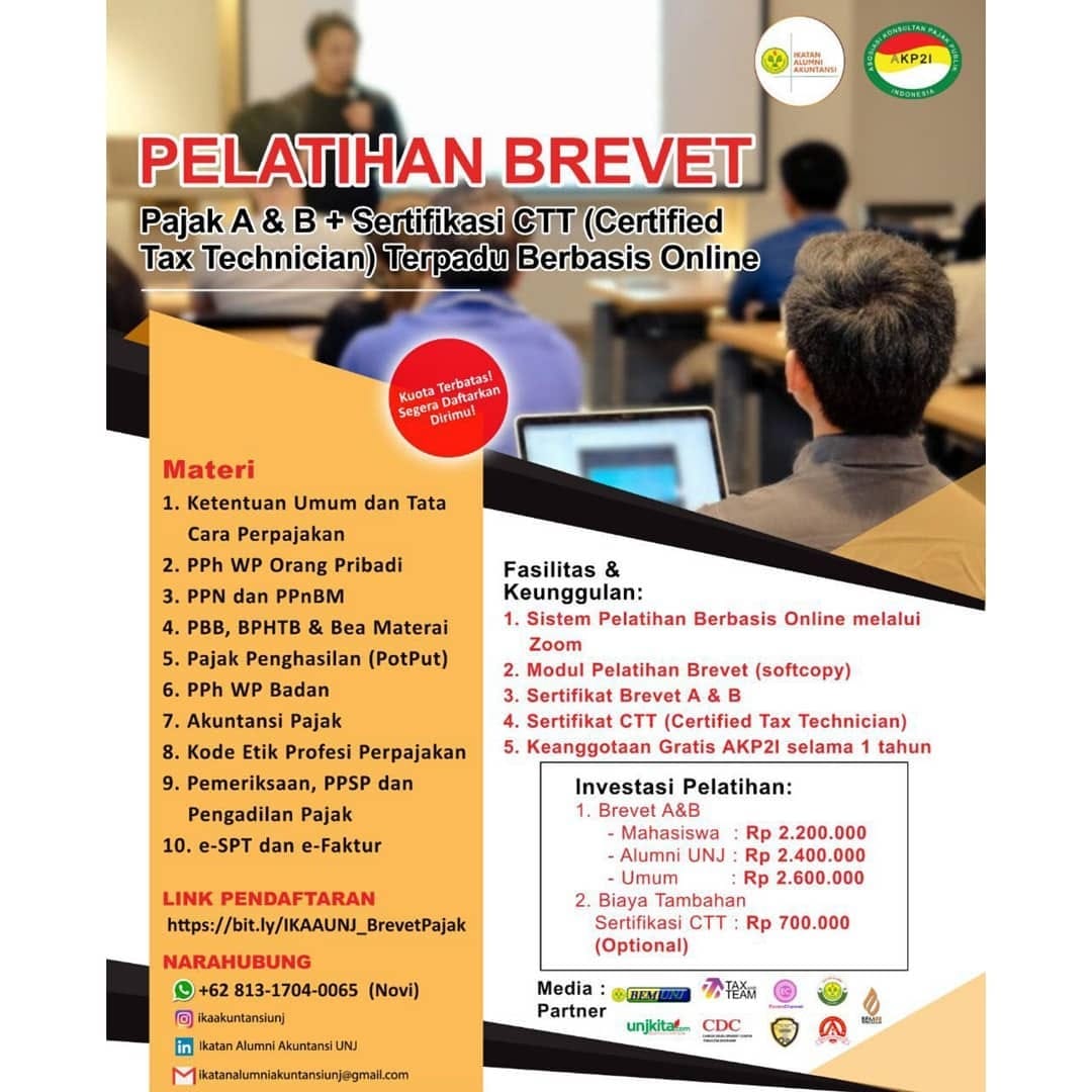 Read more about the article Pelatihan Brevet Pajak A & B + Sertifikasi CTT (Certified Tax Technician)