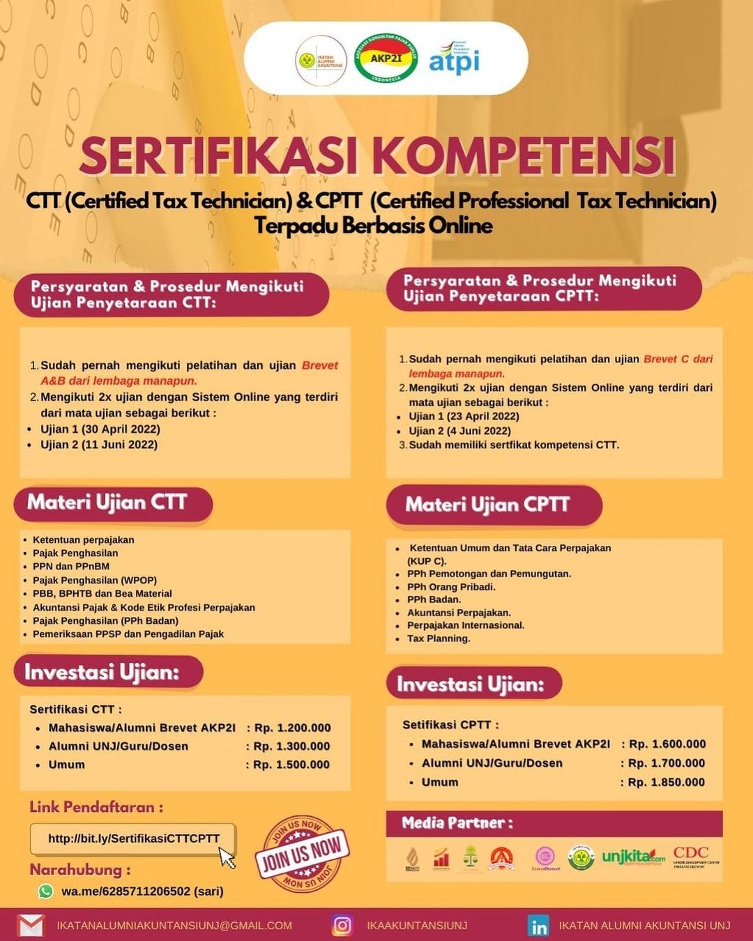 You are currently viewing Ujian Sertifikasi Kompetensi CTT (Certified Tax Technician) & CPTT (Certified Professional Tax Technician) Terpadu Berbasis Online