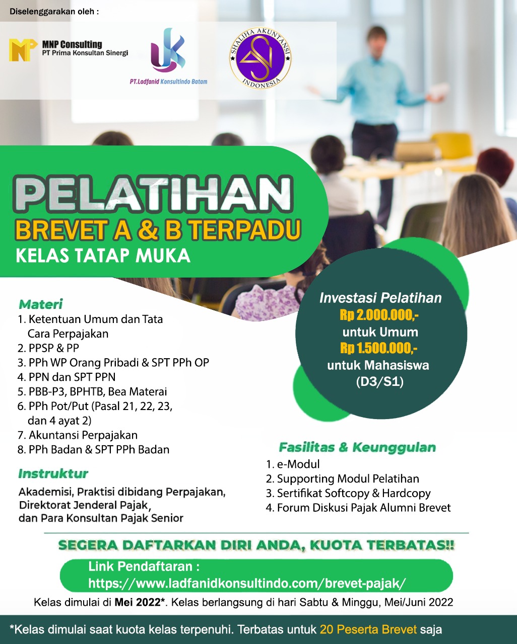 Read more about the article Pelatihan Brevet Pajak A&B Terpadu (Kelas Tatap Muka) Batam